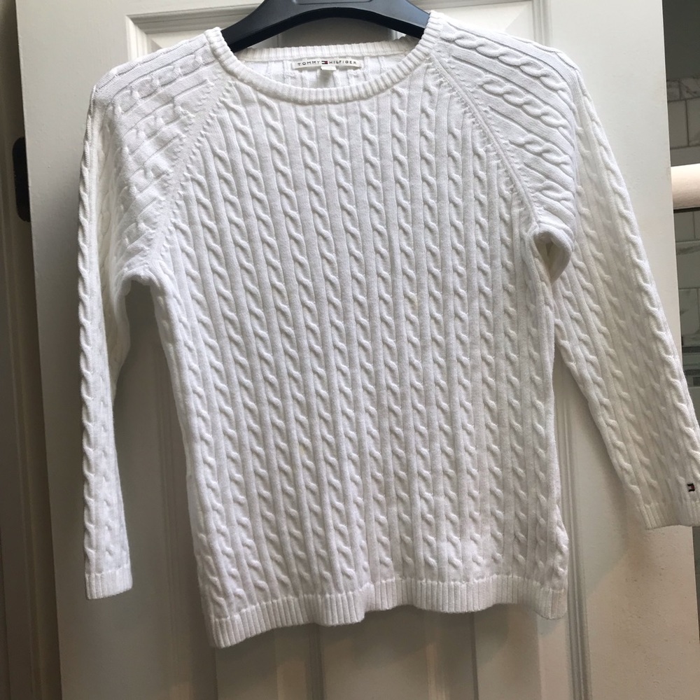 Tommy Hilfiger, M Crew Neck, White Sweater.